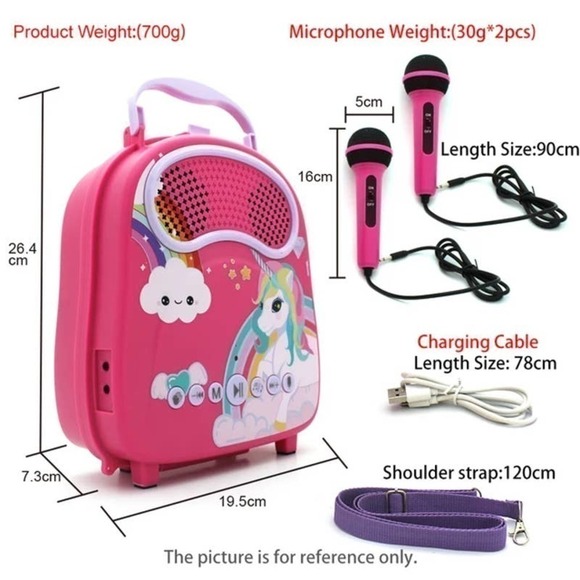 Kids Karaoke Machine for Girls Boys with 2 Microphones Portable - Picture 3 of 5